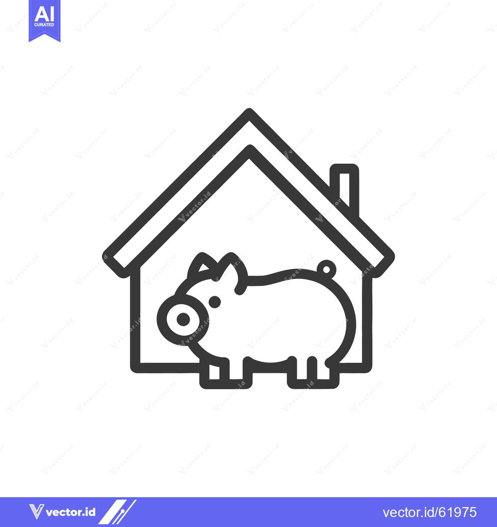Premium Vector dari A graphic illustration of a pig inside a house with a chimney