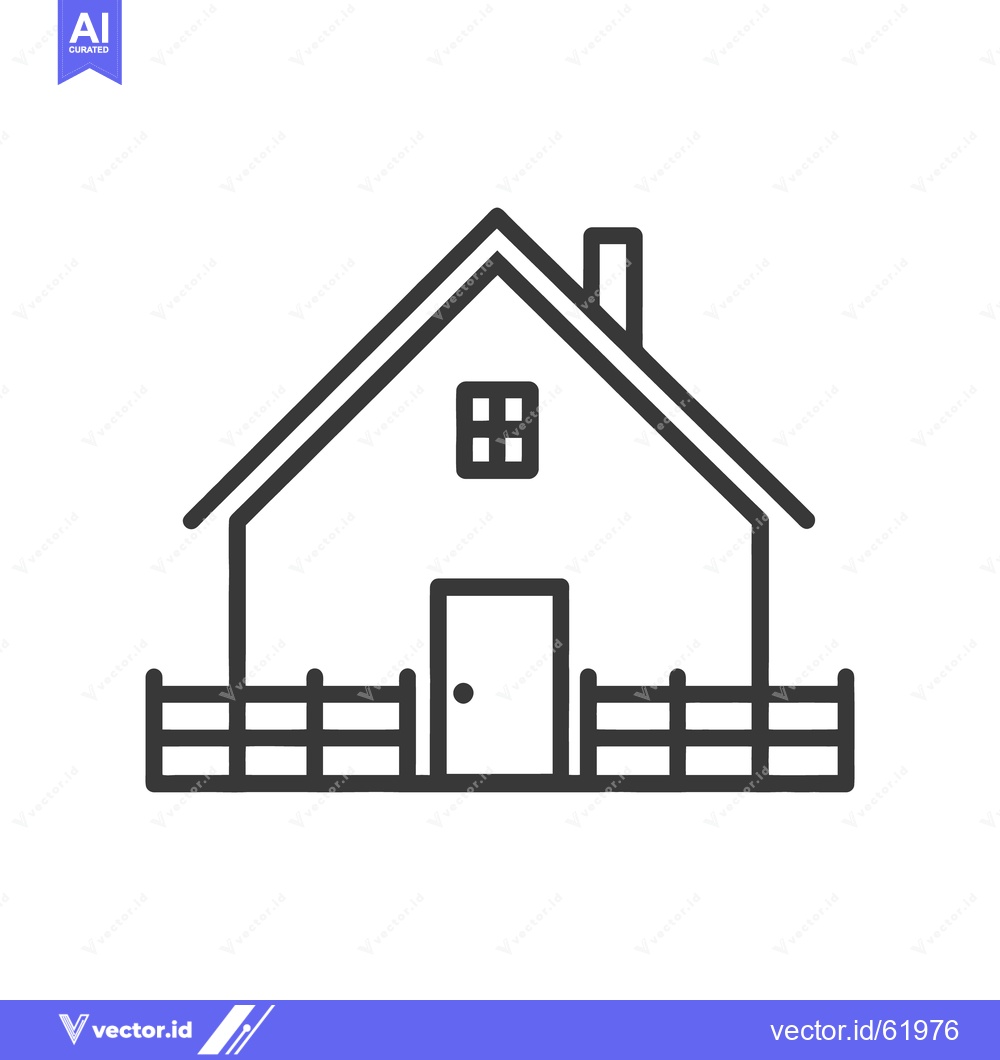 Premium Vector dari Simplified black and white line drawing of a house with fence