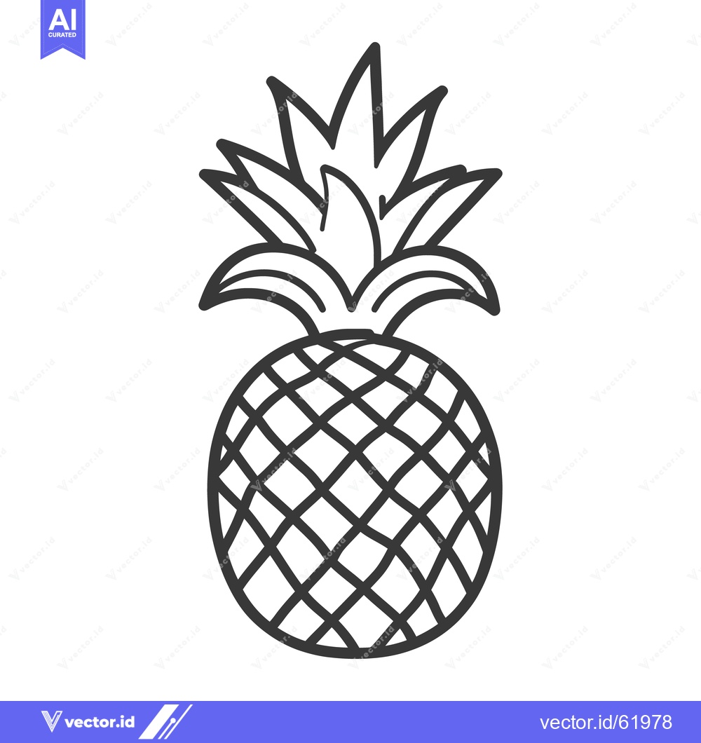 Premium Vector of A Simple Black and White Line Drawing Depicting a Pineapple