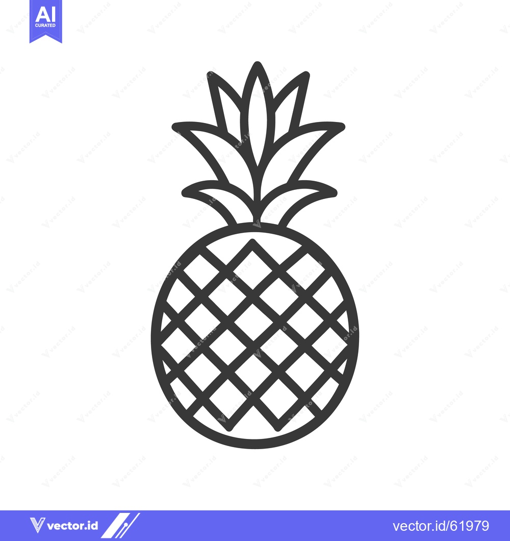 Premium Vector dari A simple black and white illustration of a tropical pineapple fruit