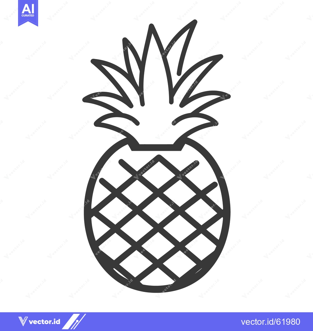 Premium Vector dari A simple line art illustration of a tropical pineapple fruit