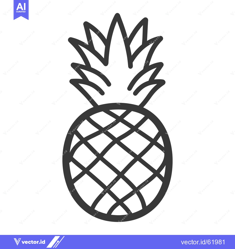 Premium Vector of Detailed black and white illustration of a ripe pineapple