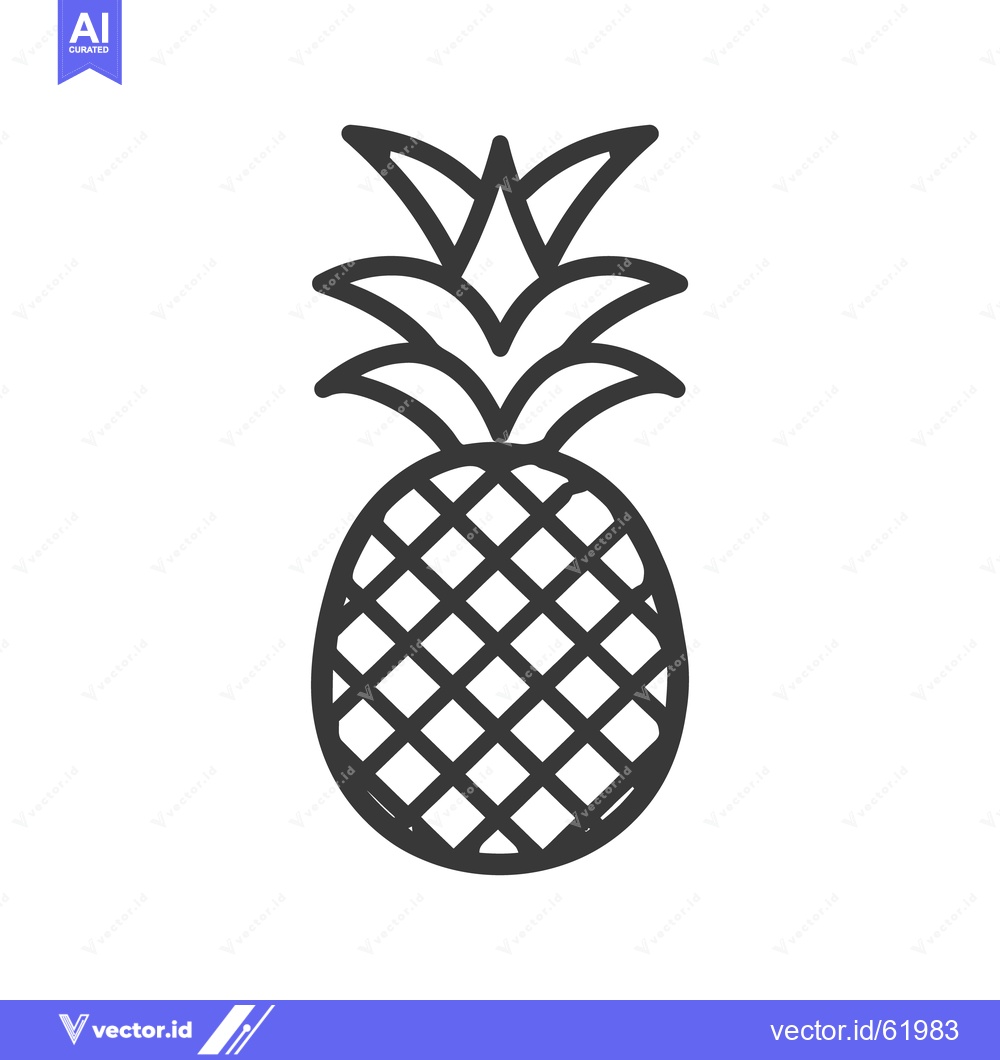 Premium Vector dari A simple black and white line drawing of a pineapple fruit