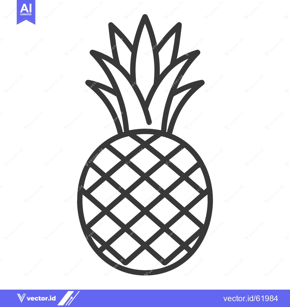 Premium Vector dari A simple detailed black and white line drawing of a pineapple