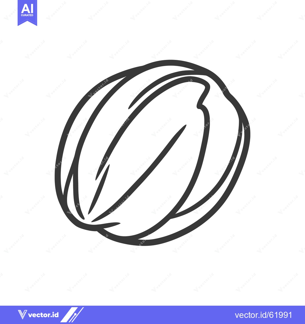 Premium Vector dari Simple black and white illustration of a single seed or nut