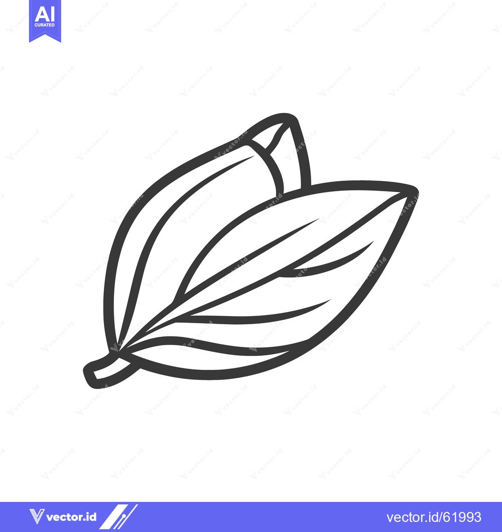 Premium Vector dari Two green leaves with detailed veins are depicted in a line art style