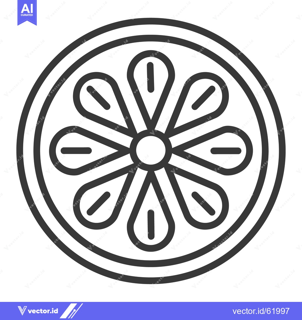 Premium Vector dari A simple black and white illustration of a citrus fruit slice