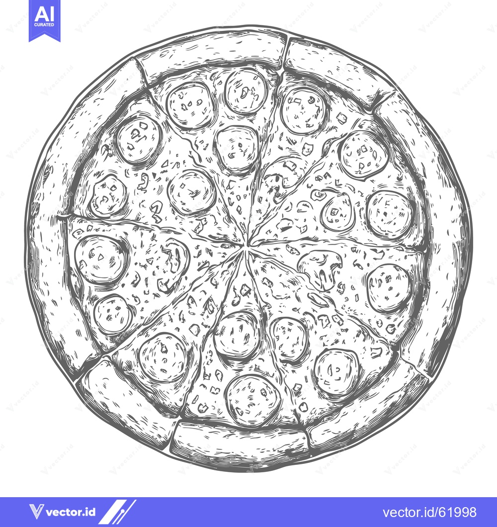 Premium Vector dari A delicious looking pepperoni pizza cut into multiple slices