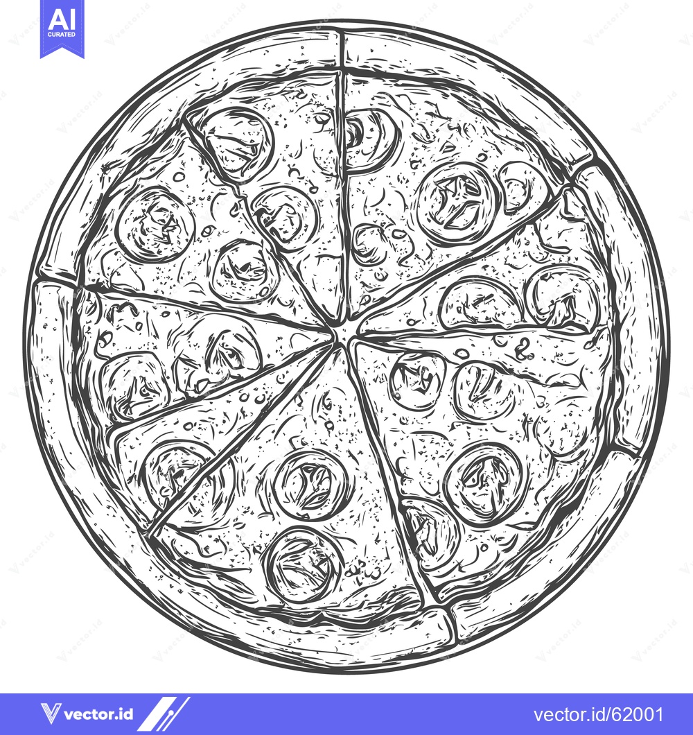 Premium Vector of A delicious pizza cut into eight slices displayed in a circle