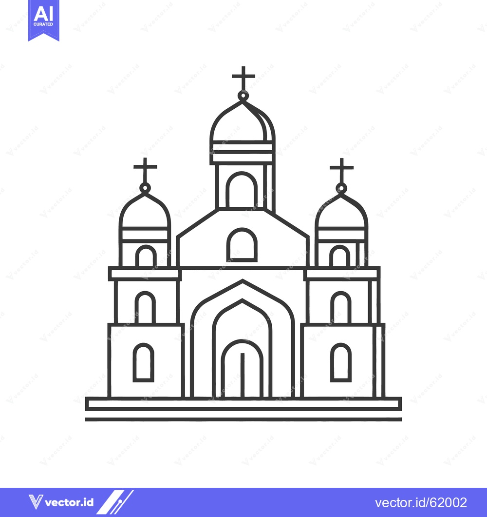 Premium Vector of A black and white architectural illustration of a religious building