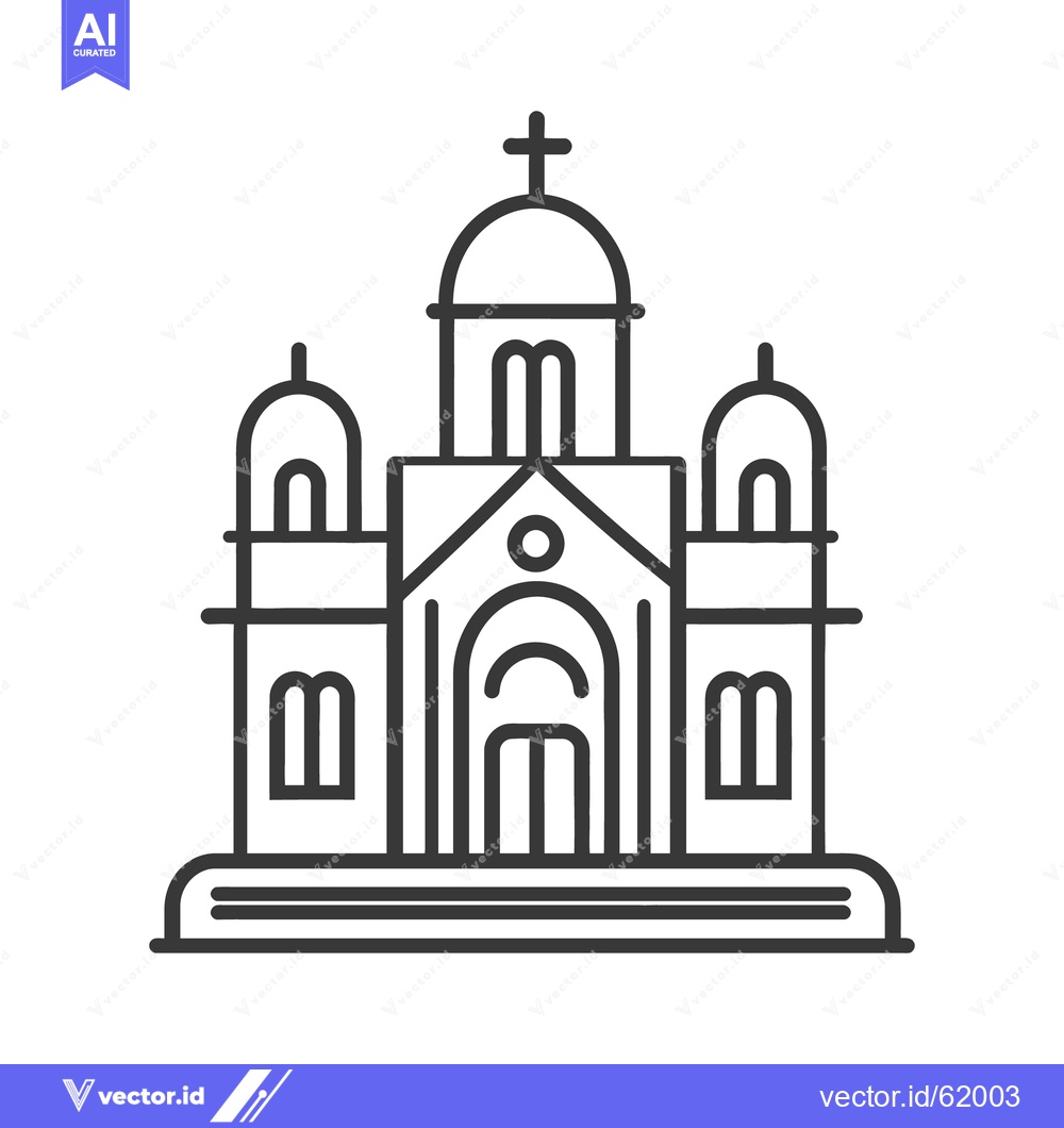 Premium Vector dari A detailed schematic line drawing of an elegant church building
