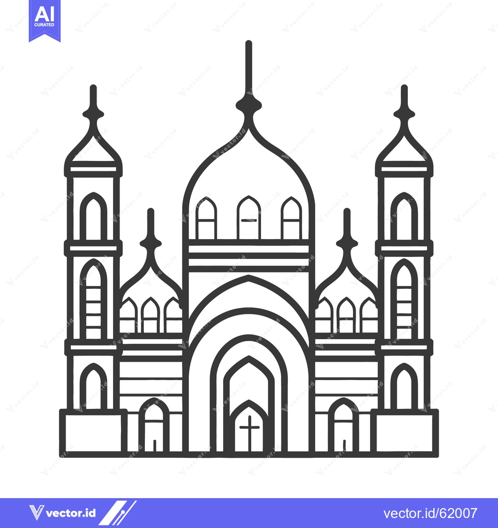 Premium Vector dari Black and white illustration of a grand building with domes and towers