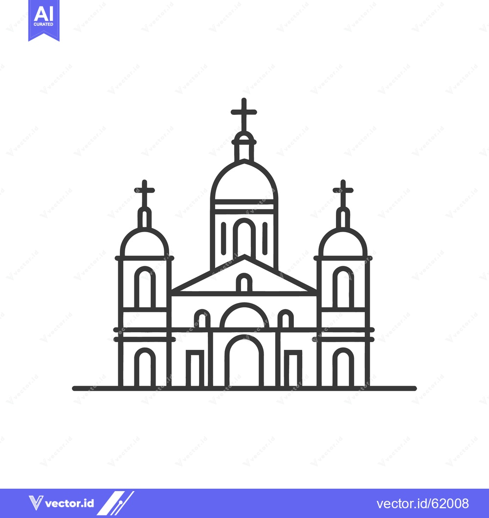Premium Vector dari A simple black line drawing illustrating a religious place of worship
