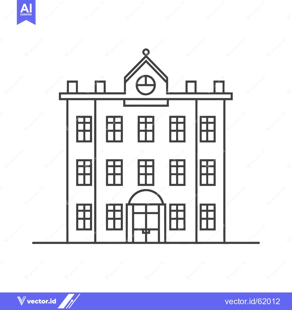 Premium Vector of Illustration depicting a symmetrical three story building with windows