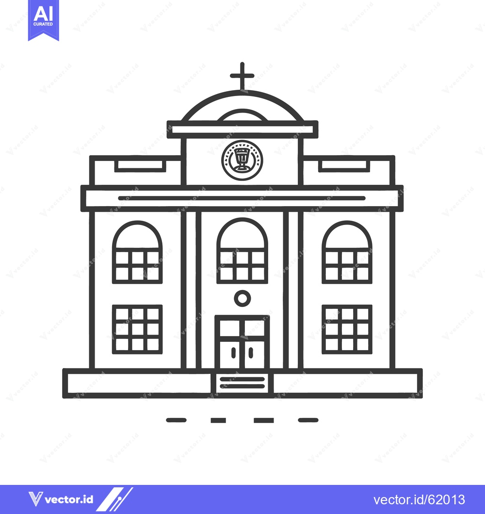 Premium Vector of A detailed black and white outline depiction of a building