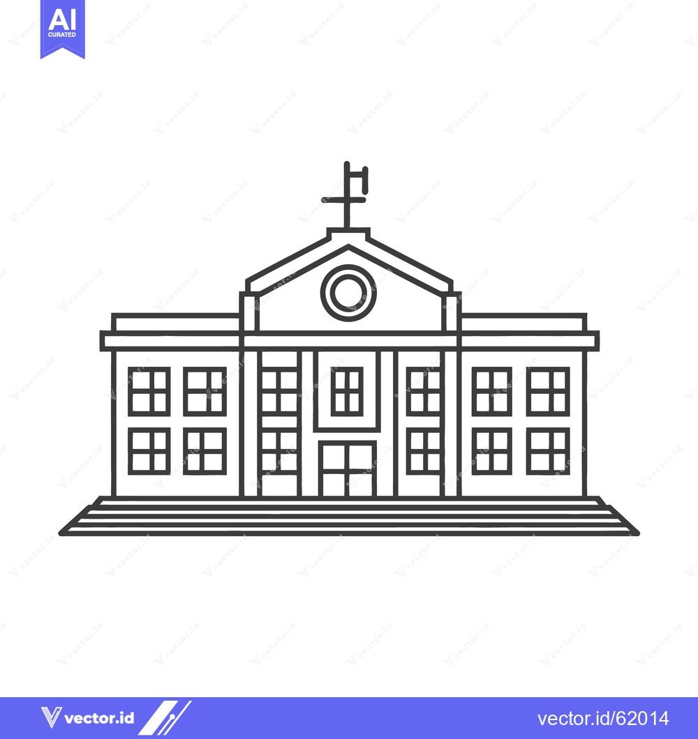 Premium Vector of A simple linear illustration depicting a formal building facade