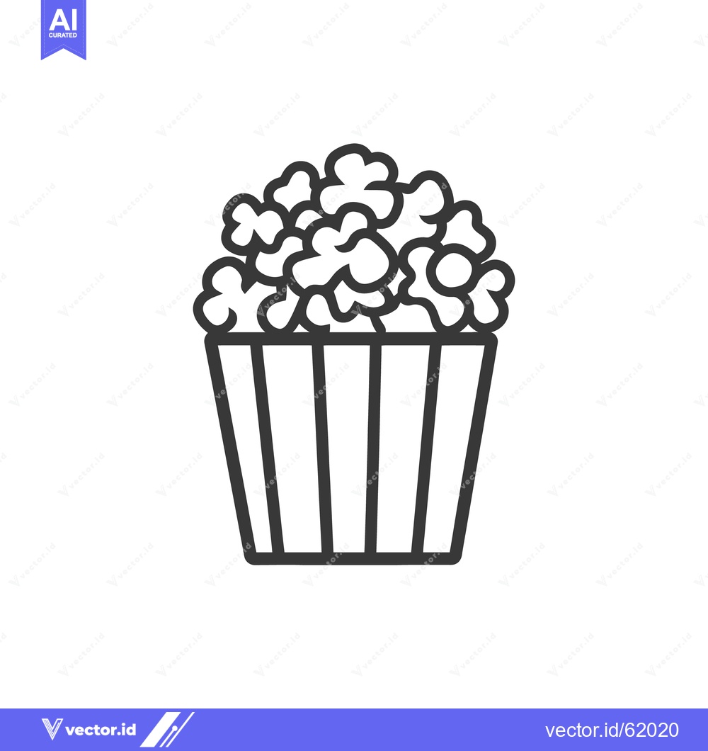 Premium Vector dari A simple monochrome illustration of popcorn inside a paper container