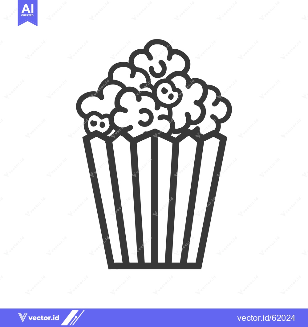Premium Vector of A black and white illustration of a popcorn container
