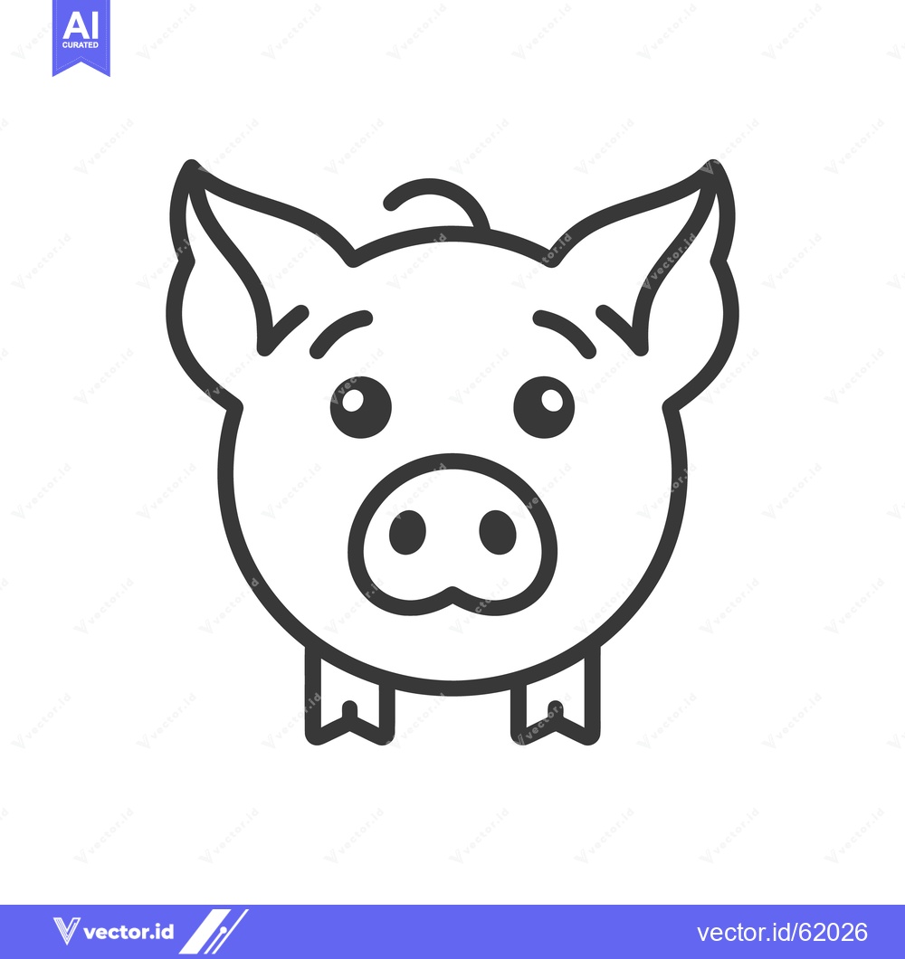 Premium Vector dari A Simple Black And White Line Drawing Of A Pig