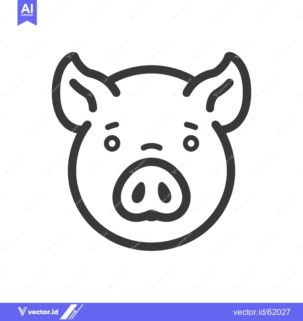 Premium Vector dari A simple line drawing depicting the face of a pig