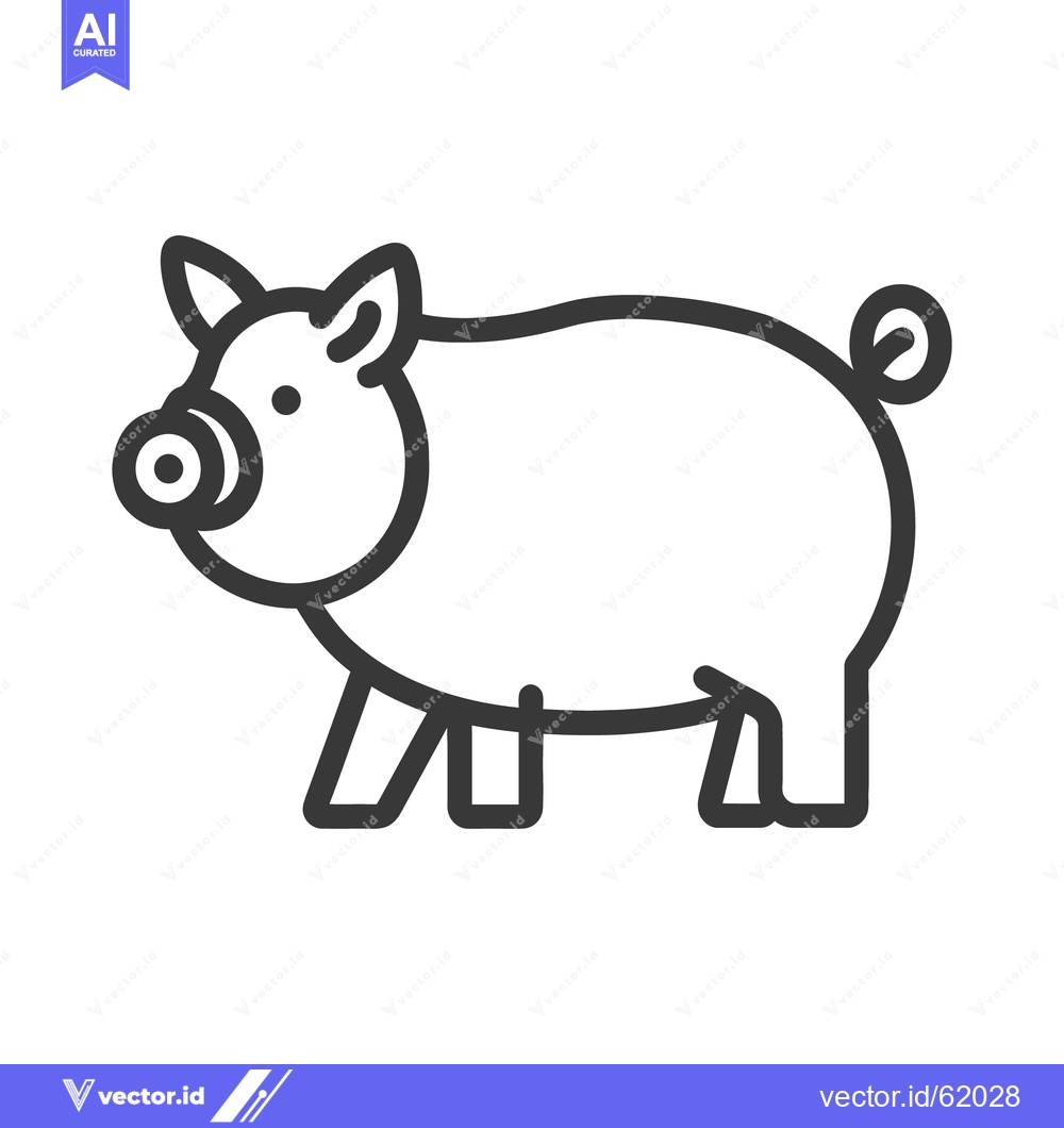Premium Vector dari A simplified black outline illustration of a cute pig animal