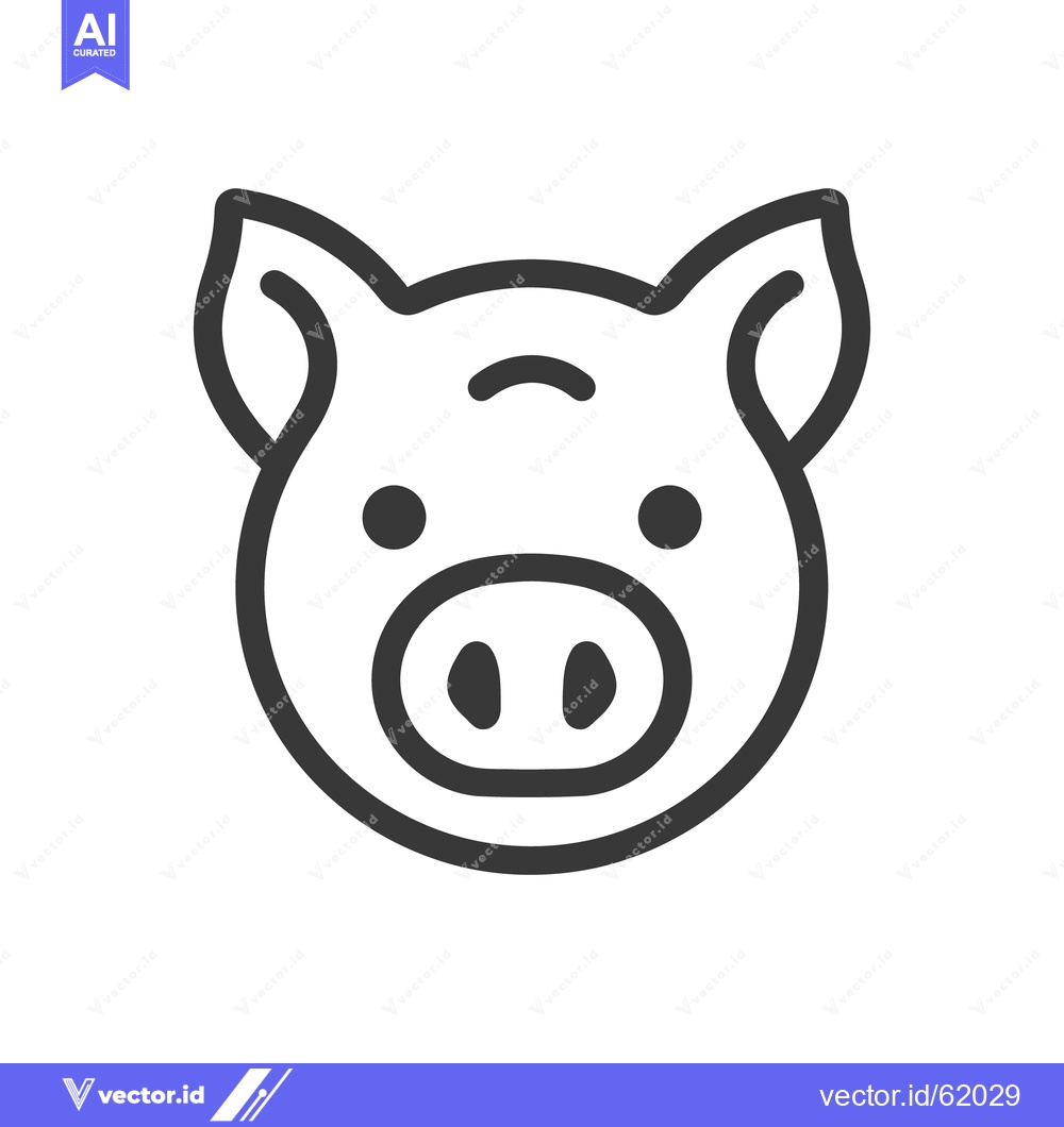 Premium Vector of A simple line drawing icon of a pigs head