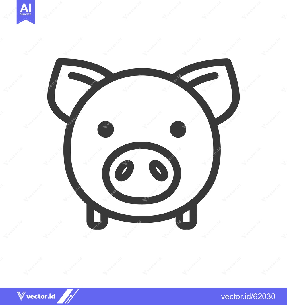 Premium Vector of A simple outline illustration depicting a friendly smiling pig