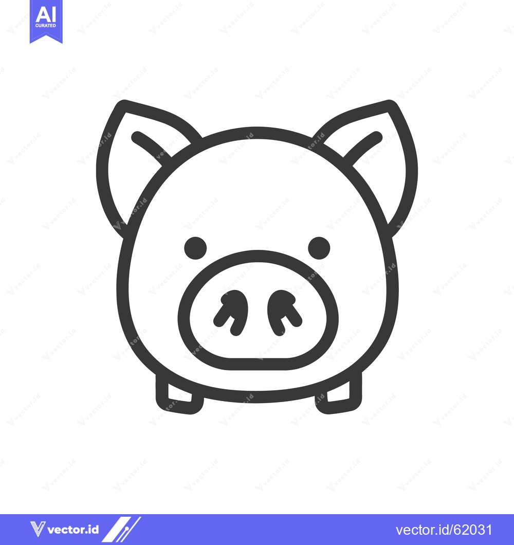 Premium Vector dari A Simple Black and White Illustration of a Pig Face