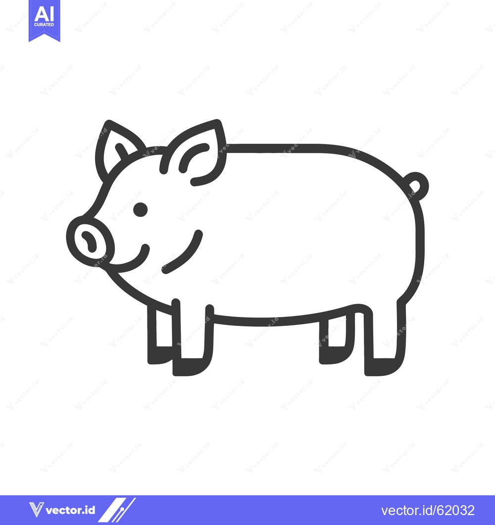 Premium Vector dari A simple black and white line drawing of a happy pig
