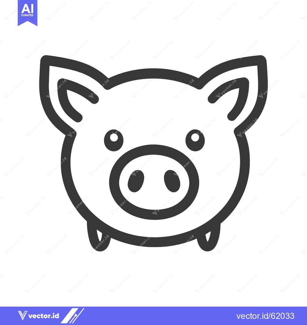 Premium Vector dari A simplified line art illustration of a smiling pig face