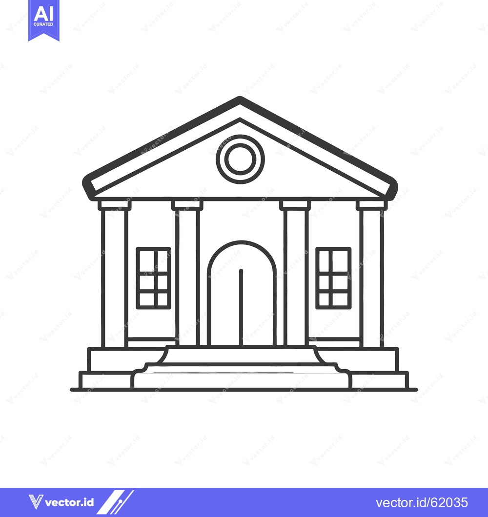 Premium Vector dari A simplified black and white depiction of a building facade