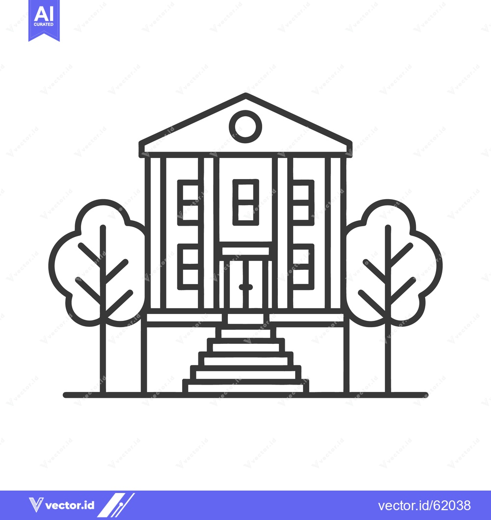 Premium Vector dari The illustration depicts a grand building with columns and trees