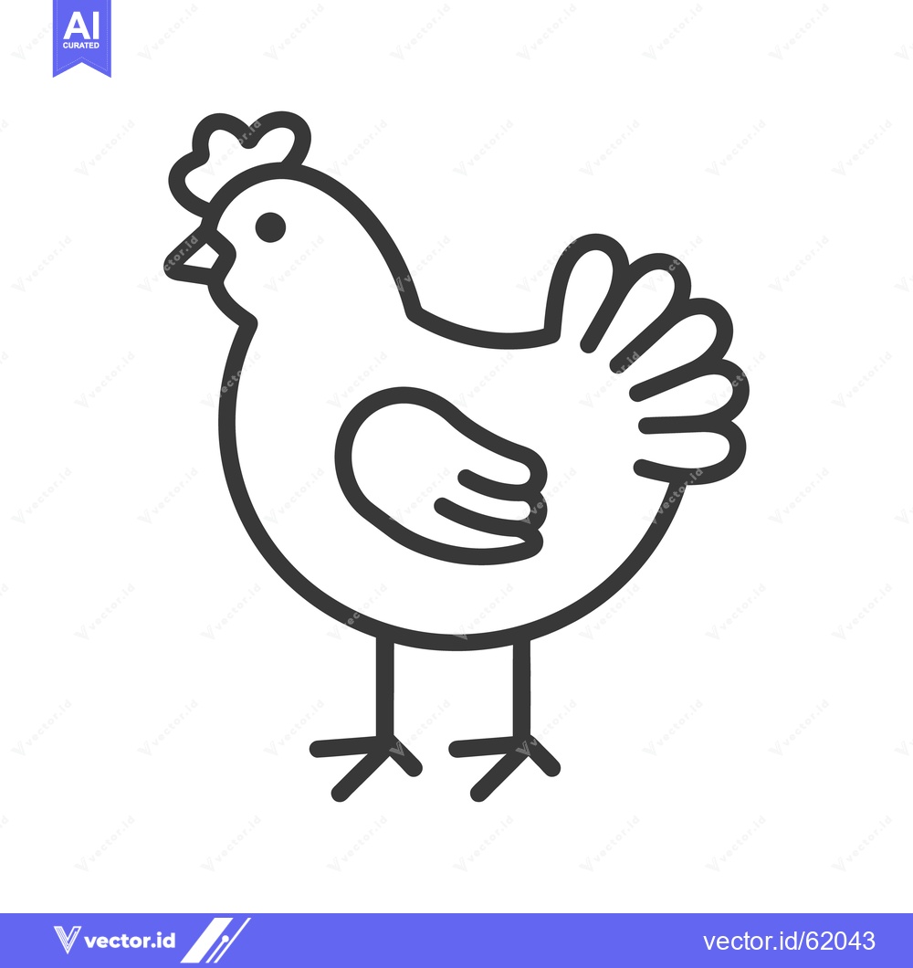 Premium Vector dari A simple black and white illustration of a standing chicken