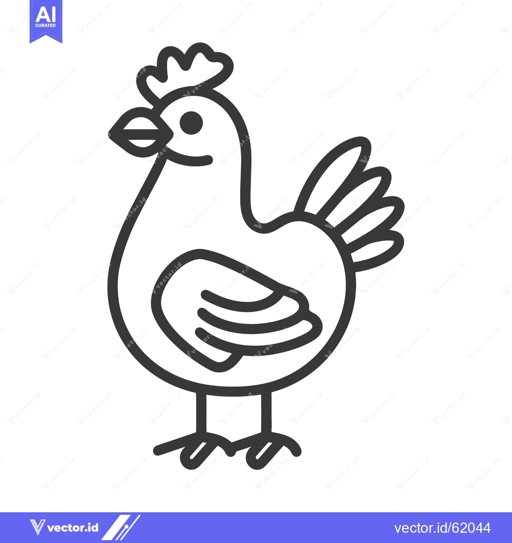 Premium Vector dari A simple line drawing of a stylized chicken standing upright