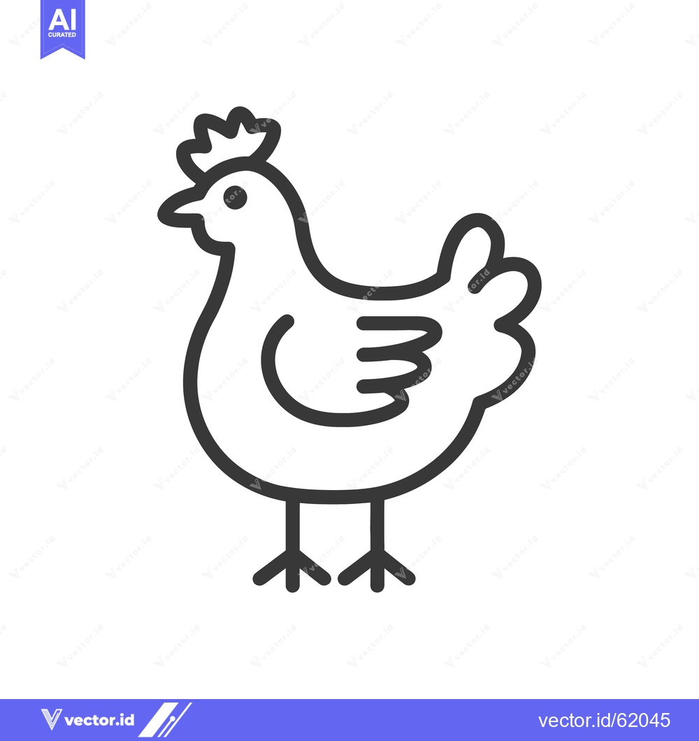 Premium Vector of A simple linear illustration of a stylized chicken standing upright