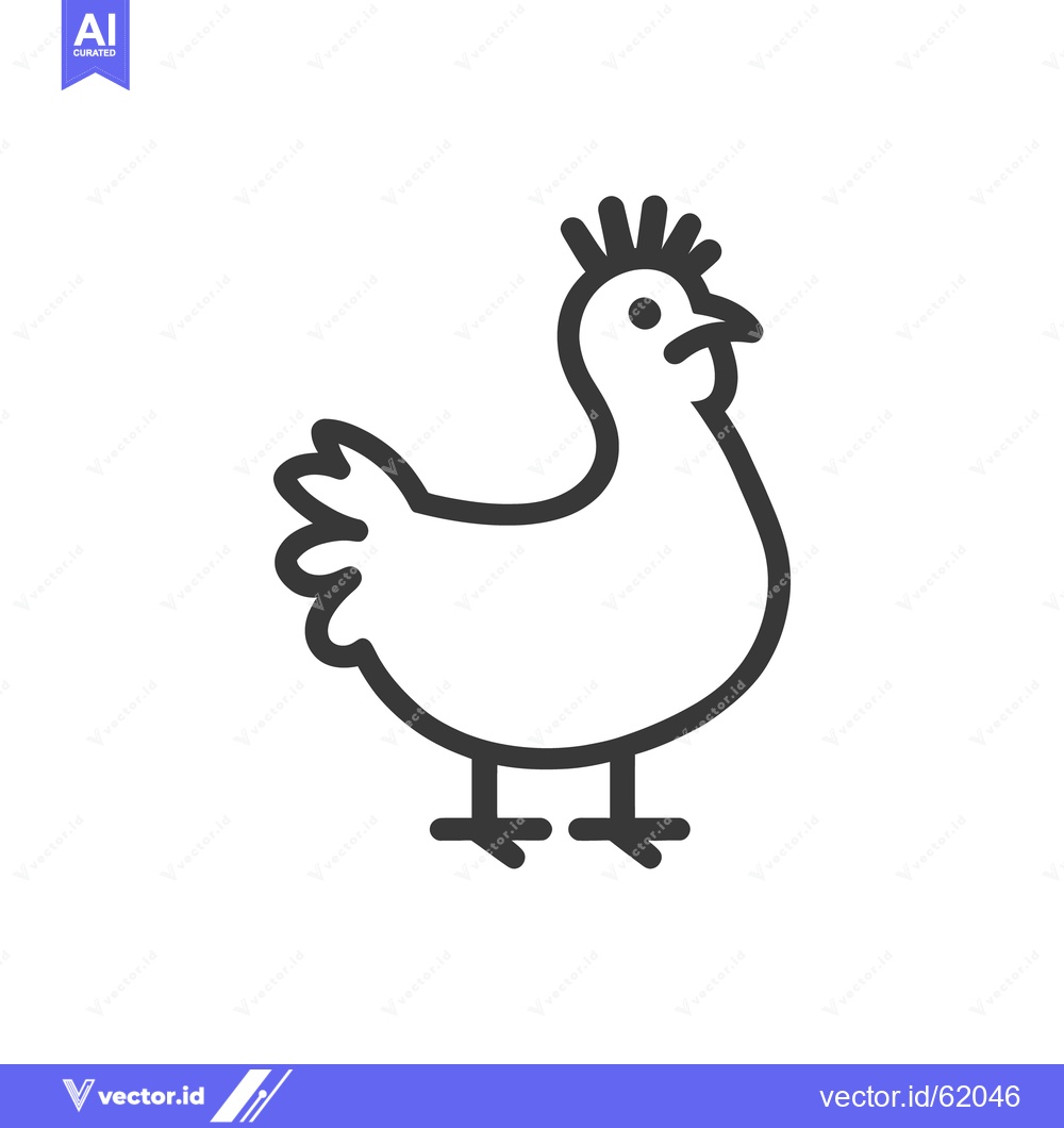 Premium Vector of Simple black and white line drawing illustration of a chicken