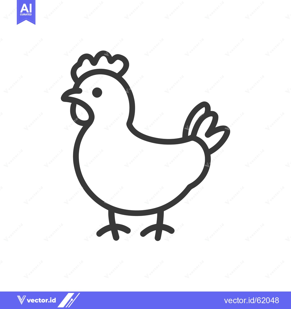 Premium Vector dari A simple black and white illustration of a chicken standing