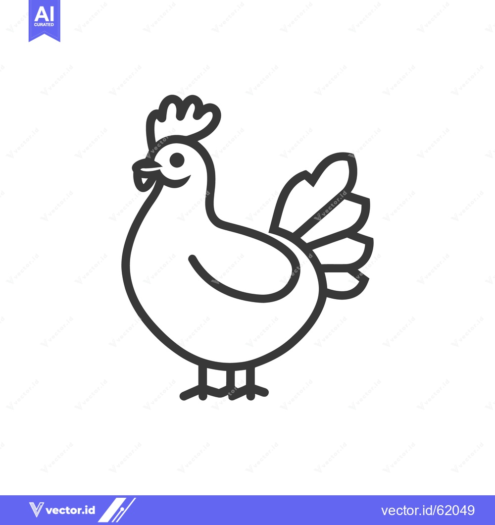 Premium Vector of A simple monochrome drawing of a standing chicken