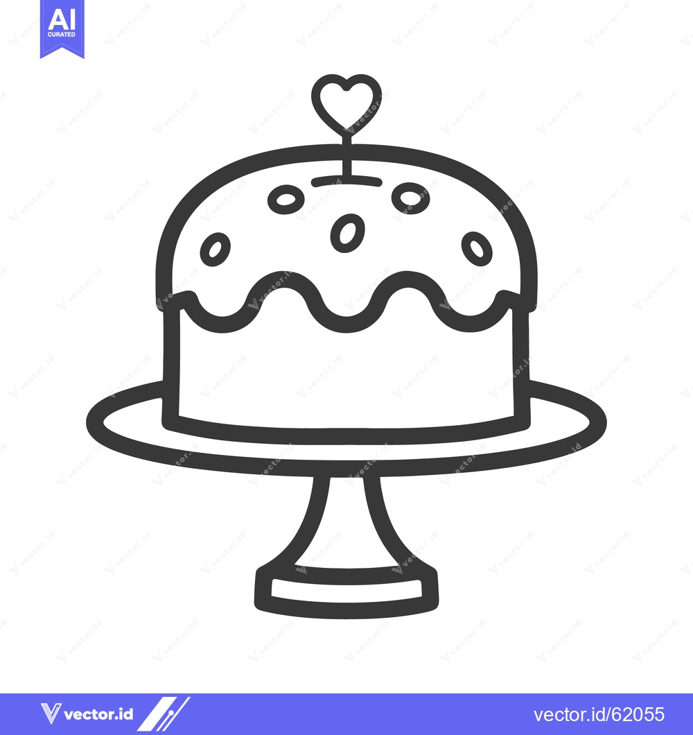 Premium Vector dari A decorated cake with a heart on top is shown