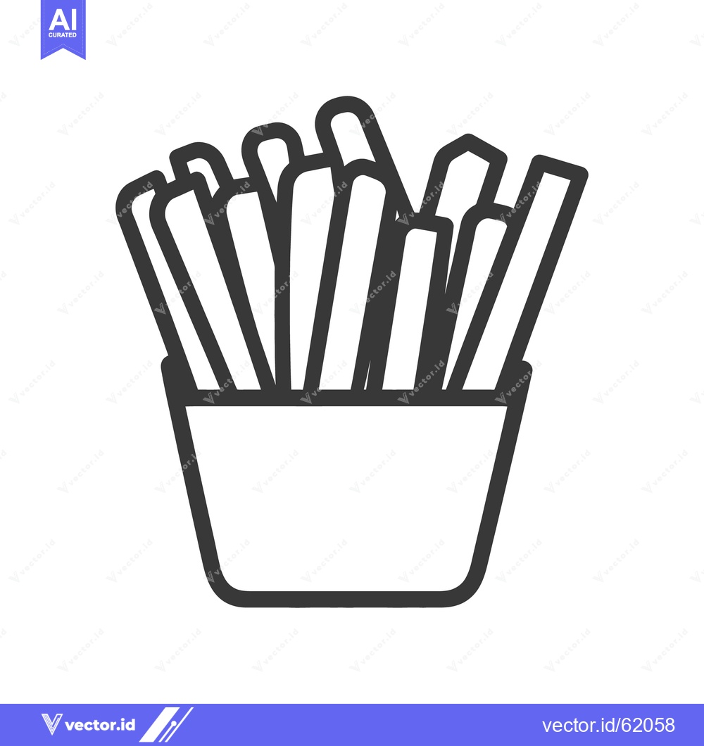 Premium Vector dari A simple black and white illustration of french fries in a carton