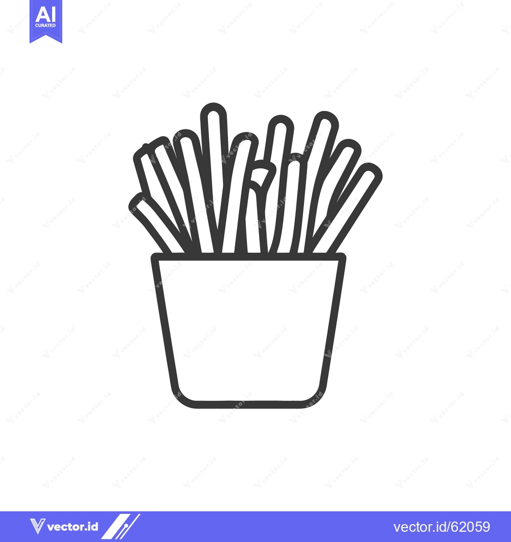 Premium Vector dari A black and white image of a container of french fries