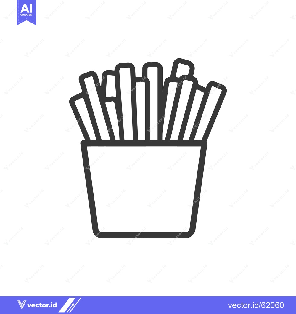 Premium Vector dari A Line Drawing Illustration Of French Fries In A Container