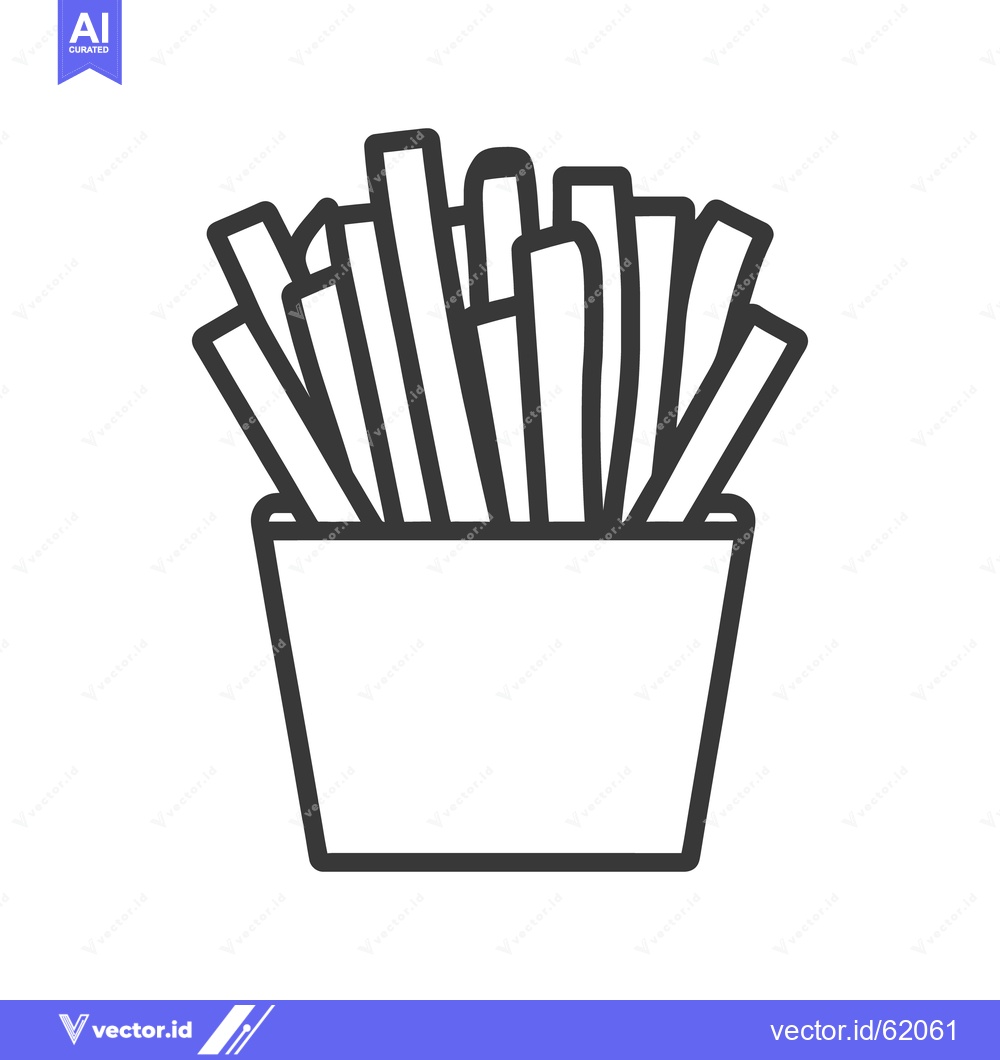 Premium Vector of A simple black and white image of a french fry container
