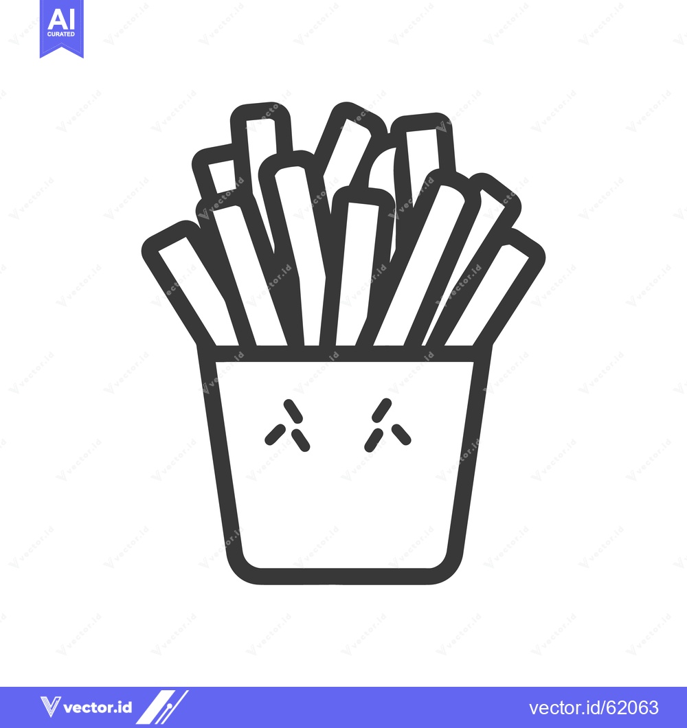 Premium Vector dari A black and white illustration of fries in a container