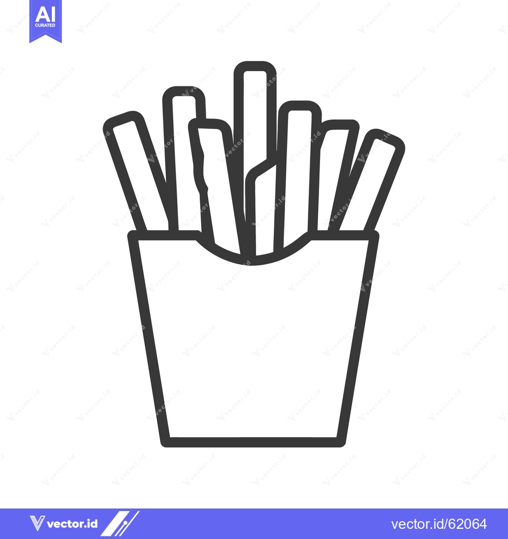 Premium Vector of A black and white illustration of french fries in a carton