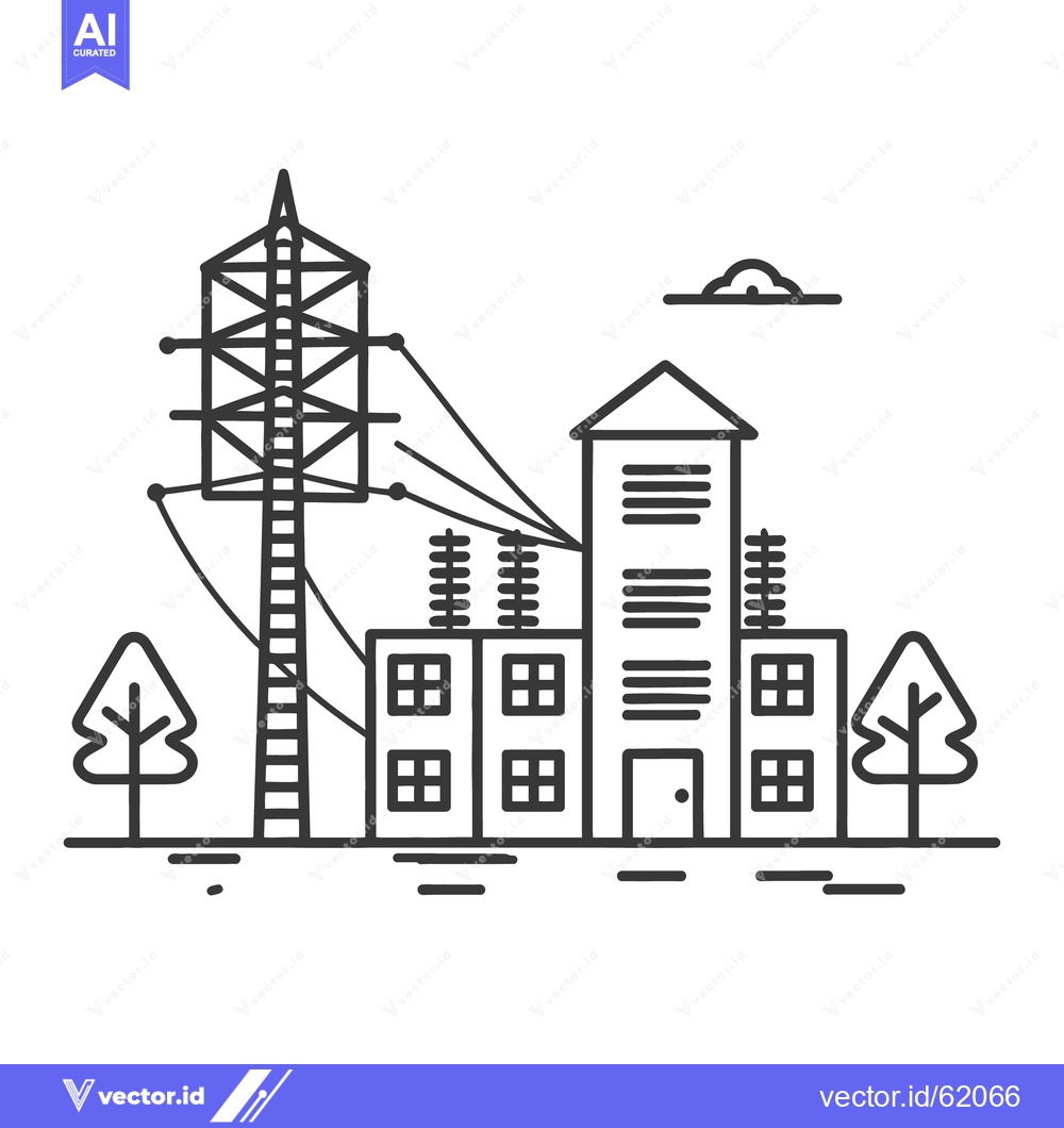 Premium Vector dari Simplified illustration representing a city scene with power and build