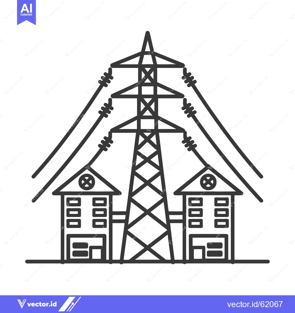 Premium Vector of An illustrated diagram of power infrastructure and buildings