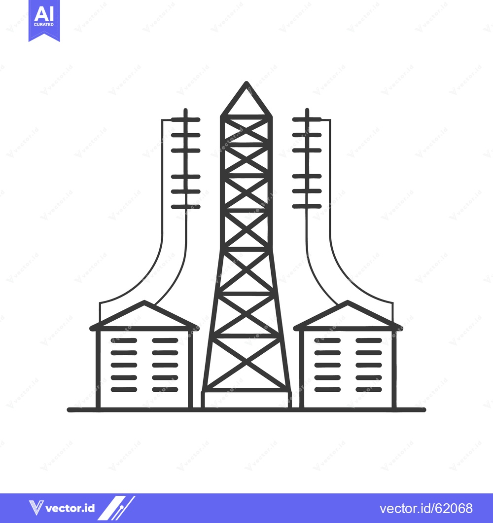 Premium Vector of A detailed vector illustration of a power grid with buildings and line