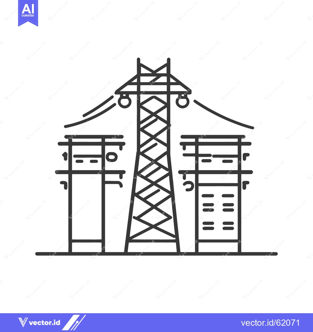 Premium Vector dari Depiction of electrical towers and power lines with a solid base