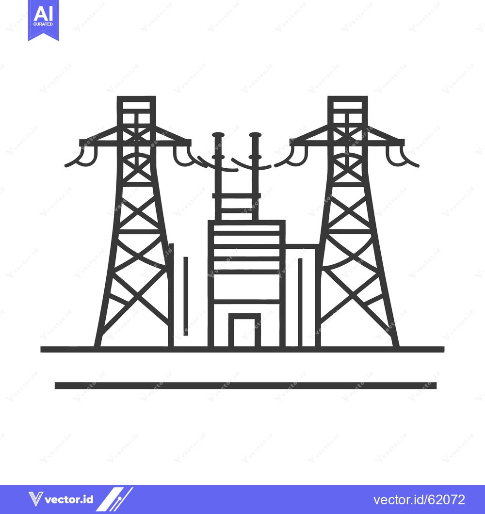 Premium Vector dari Simplified illustration showing power plant with transmission pylons a